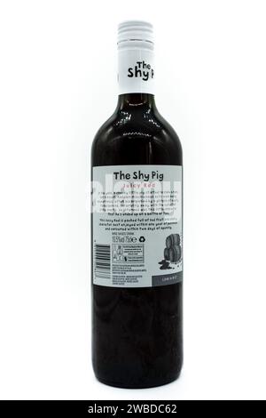 Irvine, Scotland, UK-July 21, 2023: Australian Vintage (UK) Ltd branded and labeled Shy Pig Red Wine In a recyclable glass bottle and displaying the g Stock Photo