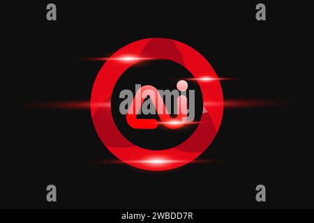 AI Red logo Design. Vector logo design for business. Stock Vector