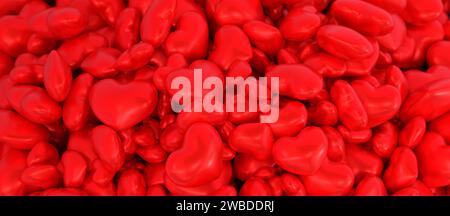 background filled with 3D hearts stacked on top of each other - valentine's day - 3D rendering Stock Photo