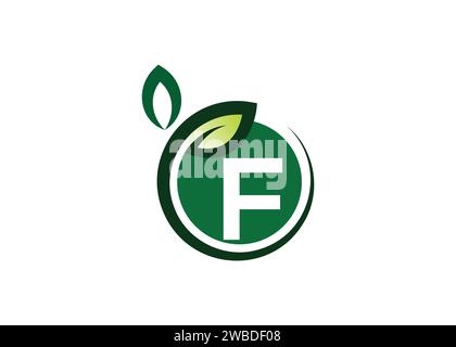 Letter F Green leaf logo design vector template. Stock Vector