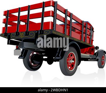 Vector retro truck. Available eps-10 vector format separated by groups with transparency effects for one-click repaint Stock Vector
