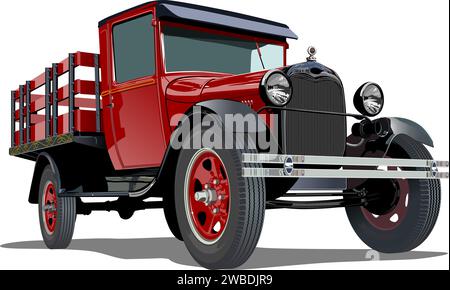Vector retro truck. Available eps-10 vector format separated by groups with transparency effects for one-click repaint Stock Vector