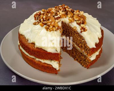 section out, Coffee, chocolate and walnut cake Stock Photo