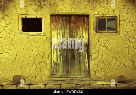 Facade of a mud barn in Vrancea County, Romania, approx. 1999 Stock Photo