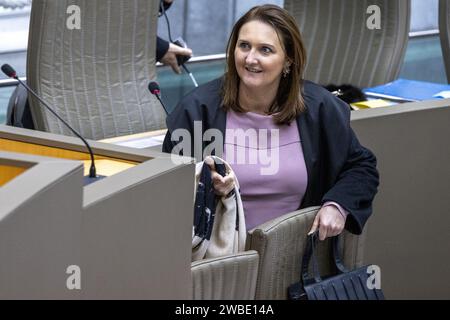 Brussels, Belgium. 10th Jan, 2024. Flemish Minister of Domestic Policy and Living Together Gwendolyn Rutten pictured during a plenary session of the Flemish Parliament, Wednesday 10 January 2024 in Brussels. BELGA PHOTO NICOLAS MAETERLINCK Credit: Belga News Agency/Alamy Live News Stock Photo