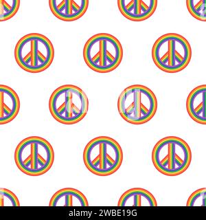 Seamless pattern with rainbow peace sign vector illustration Stock Vector