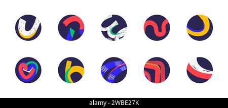 Set of abstract story highlight covers vector illustration Stock Vector