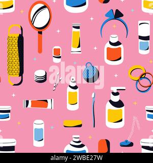 Seamless pattern with bath accessories vector illustration Stock Vector