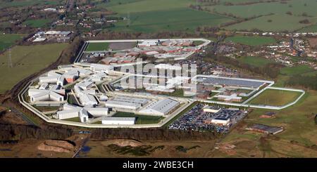 aerial view of HMP Featherstone & HM Prison Brinsford & HMP Oakwood Stock Photo