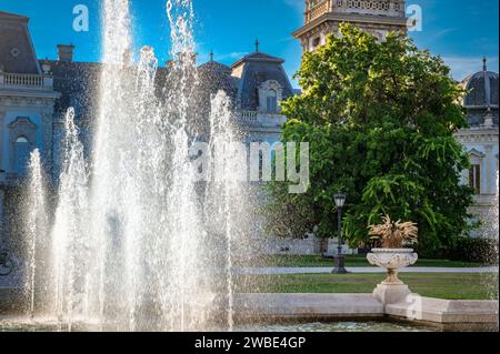 close up view of The Festetics Palace fountain, located in the Keszthely, Zala, Hungary. Stock Photo