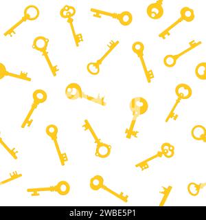 Seamless pattern with yellow golden keys. Cartoon style. Vector illustration for any design Stock Vector