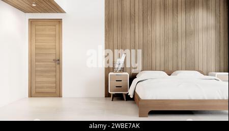 Muji Japan bedroom interior minimal style, Japanese interior.3D rendering Stock Photo