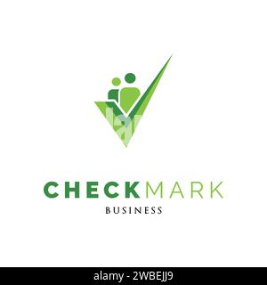 People Check Mark or Tick Icon Logo Design Template Stock Vector