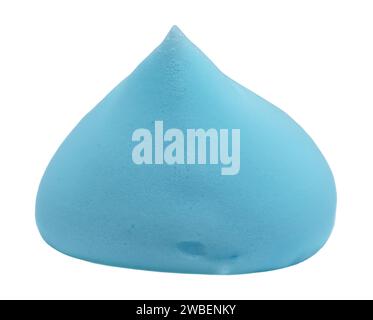 Blue shaving foam on a white background. Soap foam with drop-shaped bubbles. Skin care Stock Photo