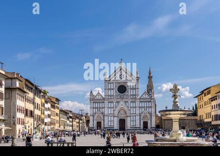 The famous Piazza Santa Croce in the historic center of Florence, Italy Stock Photo