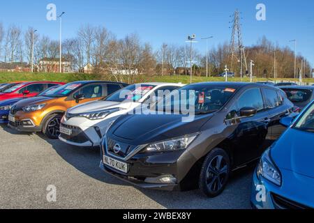 2020 Nissan Leaf N-Connecta 150 Electric 40Kwh Auto Black Car Hatchback Electricity 110 kW  electric family car; Used cars for sale in Preston, UK Stock Photo