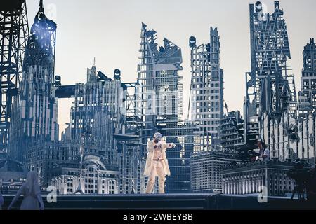 Milan, Italy. 27th July, 2023. The Weeknd is performing live during the After Hours Til Dawn Tour at Ippodromo SNAI La Maura in Milan, Italy, on July 27, 2023. (Photo by Alessandro Bremec/NurPhoto) Credit: NurPhoto SRL/Alamy Live News Stock Photo