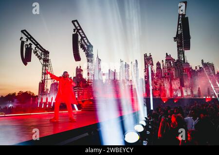 Milan, Italy. 27th July, 2023. The Weeknd is performing live during the After Hours Til Dawn Tour at Ippodromo SNAI La Maura in Milan, Italy, on July 27, 2023. (Photo by Alessandro Bremec/NurPhoto) Credit: NurPhoto SRL/Alamy Live News Stock Photo