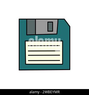Vector illustration of diskette in cartoon style isolated on white background Stock Vector
