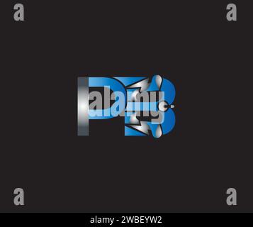 Electric PB letter creative Company Logo Design Blue Color Concept Stock Vector