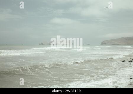 View of the island of San Lorenzo from the beach of La Punta, Callao, Lima Stock Photo