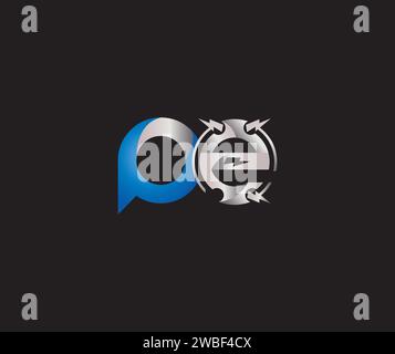 Creative blue letter Pe p e logo with leading lines and road concept ...