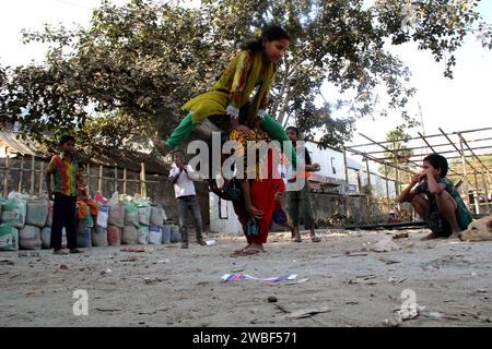 Children playing in the slums of Rayer bazar. Bangladesh. Stock Photo