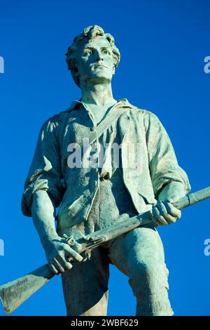 Captain Parker statue on Battle Green, Lexington Green, Lexington,  Massachusetts Stock Photo