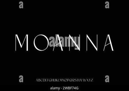 Elegant minimalist sans serif alphabet display font vector illustration Stock Vector