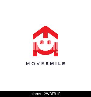 Move Smile Logo Simple Design. Arrow Logo. smile home logo Stock Vector