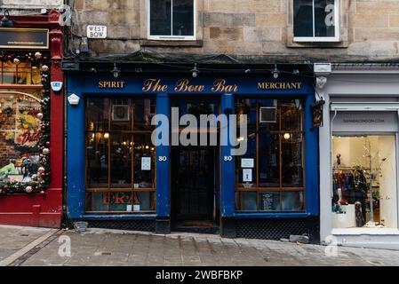 Edinburgh, UK - December 5, 2023: The Upper Bow near Victoria Street in the Old Town Stock Photo