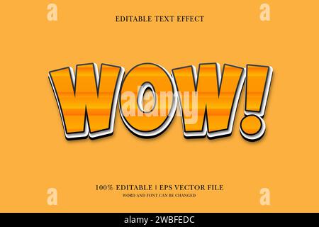 Wow! editable 3d text effect for vector illustration Stock Vector