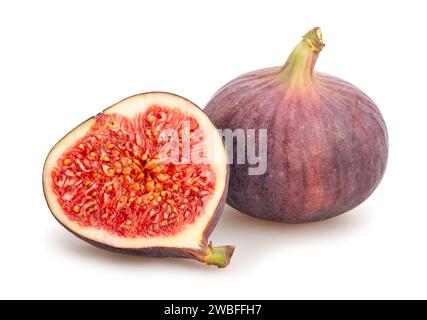 sliced figs path isolated on white Stock Photo