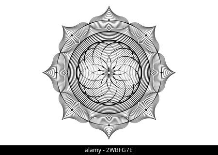 Sacred lotus mandala, Mystical Flower of Life. Sacred geometry, vector logo graphic element isolated. Mystic icon seed of life, abstract geometric Stock Vector