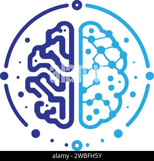 Embrace intelligence and innovation with our Digital Brain AI Logo Template in Vector. This emblem merges the concept of a digital brain with AI, symb Stock Vector