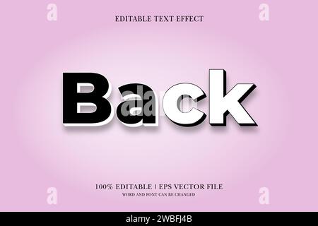 Back editable 3d text effect for vector illustration Stock Vector