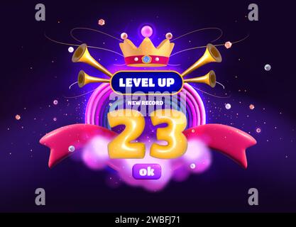 Level up icon with arrow and award ribbon. Level Up Sign Symbol