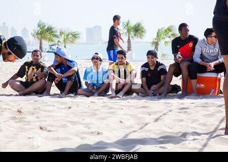 Doha, Qatar-February 14, 2016: Beach volleyball on the occasion of Qatar National Sports celebration. Stock Photo