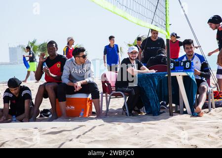 Doha, Qatar-February 14, 2016: Beach volleyball on the occasion of Qatar National Sports celebration. Stock Photo