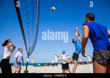 Doha, Qatar-February 14, 2016: Beach volleyball on the occasion of Qatar National Sports celebration. Stock Photo