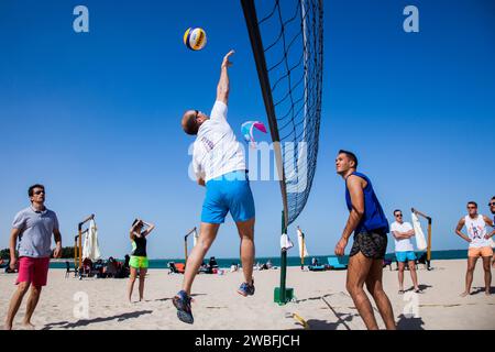 Doha, Qatar-February 14, 2016: Beach volleyball on the occasion of Qatar National Sports celebration. Stock Photo