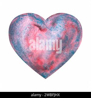 Simple vector watercolor pink blue heart for Happy Valentines Day card or t-shirt design. Romance, relationship and love. Heart illustration. Hand dra Stock Vector