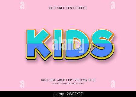 Kids editable 3d text effect for vector illustration Stock Vector