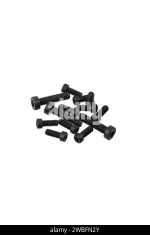 Socket Head Cap Screws Fasteners Hardware Nuts Bolts.  A bunch of cogs. Isolate on a white background. Stock Photo