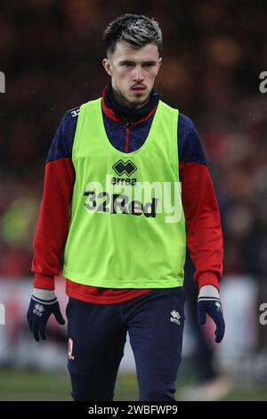 Alex Gilbert of Middlesbrough warms up during the Carabao Cup Semi Final 1st Leg match between Middlesbrough and Chelsea at the Riverside Stadium, Middlesbrough on Tuesday 9th January 2024. (Photo: Mark Fletcher | MI News) Credit: MI News & Sport /Alamy Live News Stock Photo