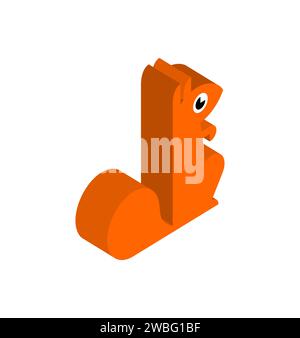 Squirrel Isometric isolated. bun tree-dwelling rodent with a bushy tail Stock Vector
