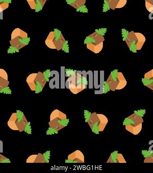 Acorn pattern seamless. Fruit of the oak tree background. Baby fabric texture Stock Vector