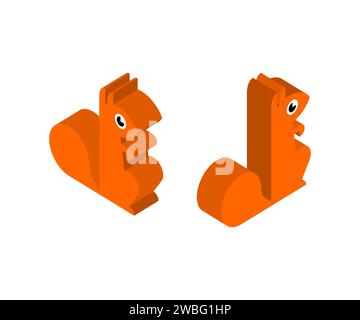 Squirrel Isometric isolated. bun tree-dwelling rodent with a bushy tail Stock Vector
