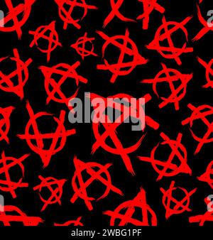 Anarchy sign pattern seamless. Punk symbol background Stock Vector