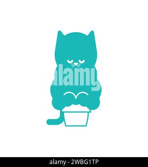 Fat cat in small box. Pet and box Stock Vector